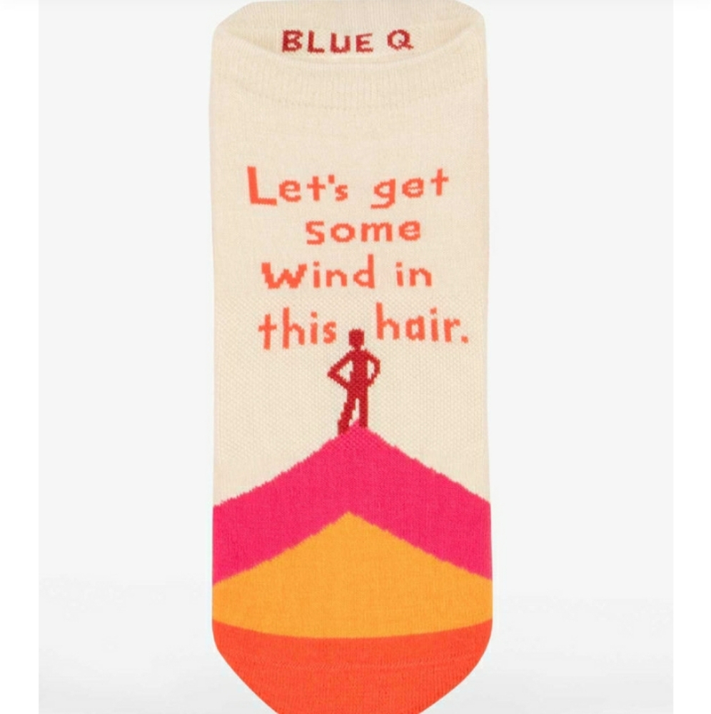 Blue Q Cream Socks with Pink, Orange and Red Accent
